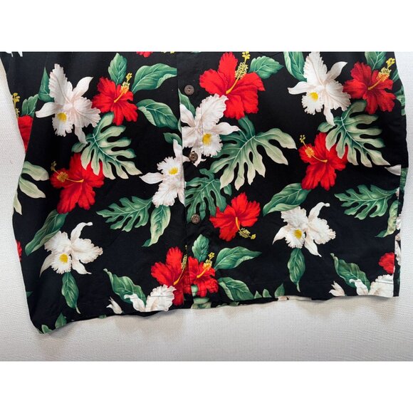 Kane Malia Men Button Up Hawaiian Shirt Short Sleeve Sz XL Black Tropical Floral - Picture 8 of 12